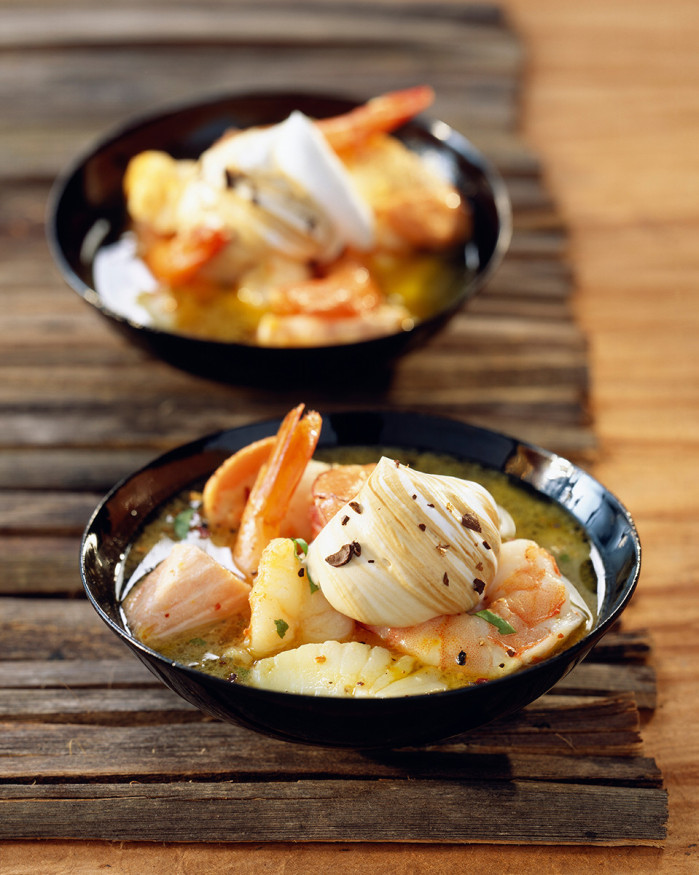 Blanc de lotte incisé Morteau, jus de viande aux morilles