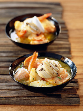 Blanc de lotte incisé Morteau, jus de viande aux morilles