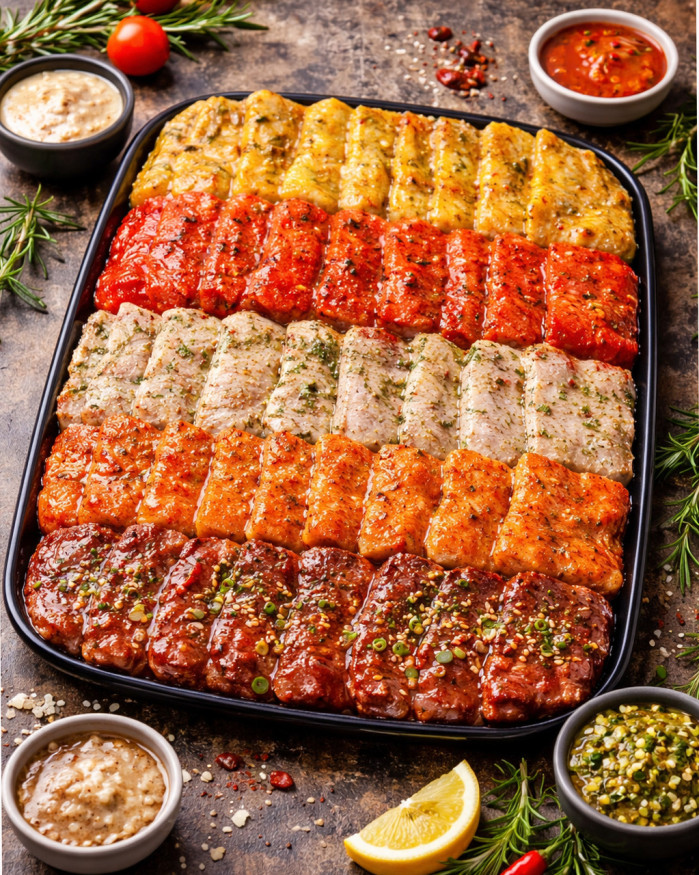 Pierrade de 4 viandes marinées