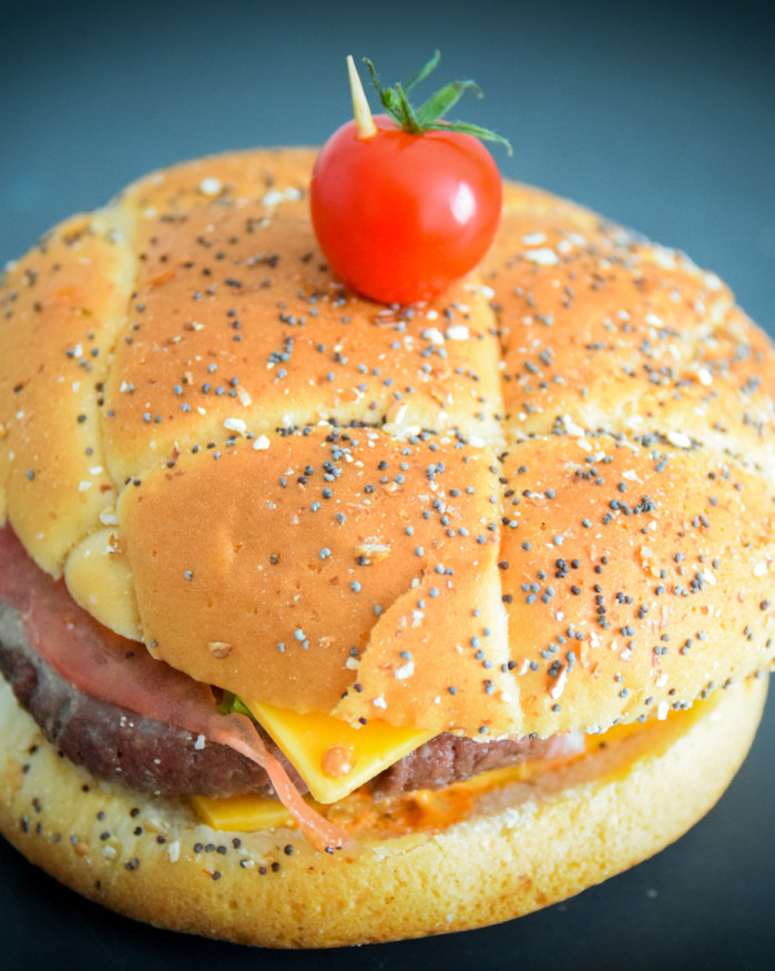 Bagel-burger à l'effiloché de porc